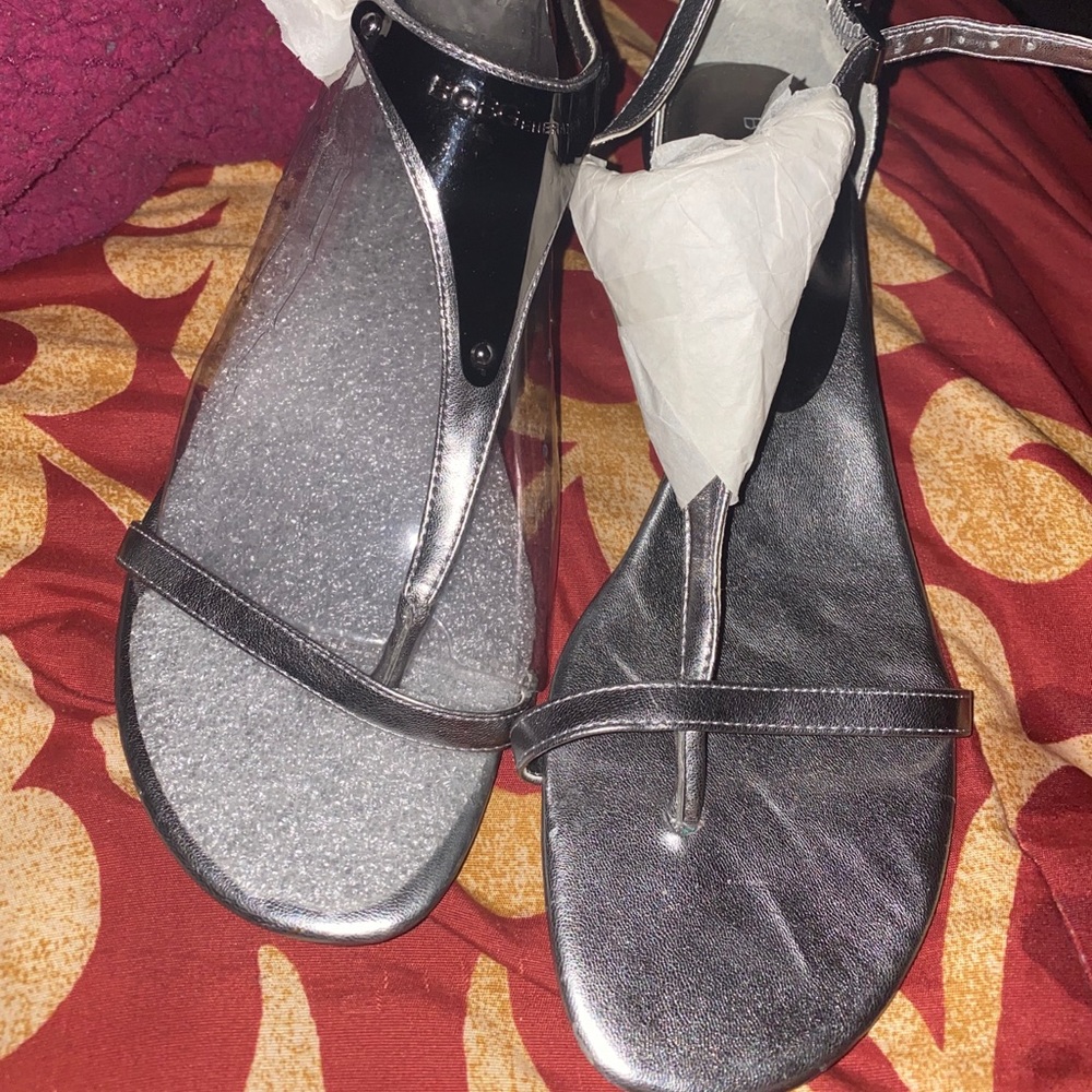 BCBG silver sandals